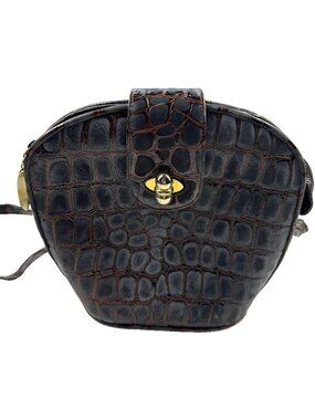 Stuart Weitzman Leather Croc Embossed Patent Crossbody Bag Women's Vintage